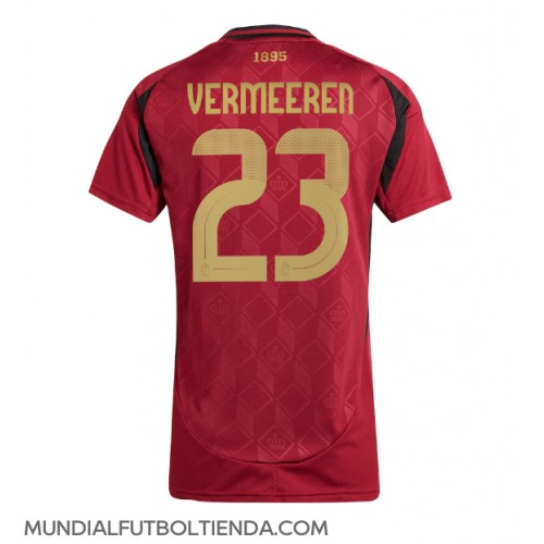 Camiseta Bélgica Arthur Vermeeren #23 Primera Equipación Replica Eurocopa 2024 para mujer mangas cortas